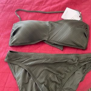La Blanca olive green bandeau bikini